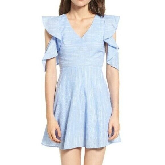 J.O.A. Skater Dress - Ruffled Cold Shoulder - Picture 1 of 11